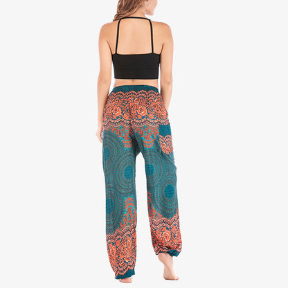 Mythstone Round Geometric Pattern Loose Casual Harem Trousers High Waist Women's Yoga Pants