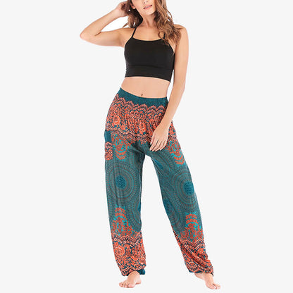 Mythstone Round Geometric Pattern Loose Casual Harem Trousers High Waist Women's Yoga Pants