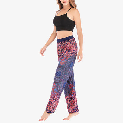 Mythstone Round Geometric Pattern Loose Casual Harem Trousers High Waist Women's Yoga Pants