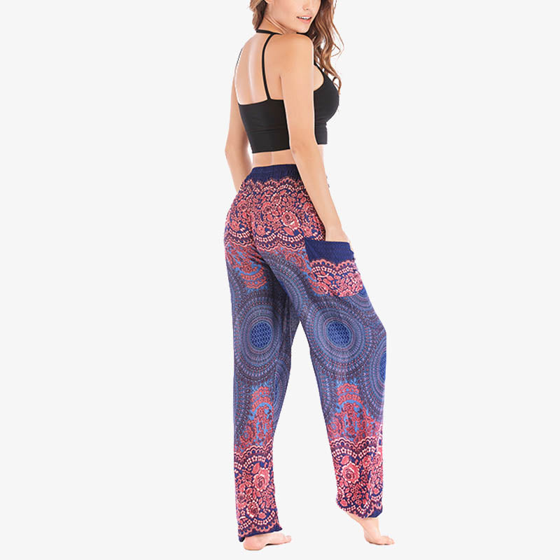 Mythstone Round Geometric Pattern Loose Casual Harem Trousers High Waist Women's Yoga Pants