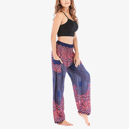 Mythstone Round Geometric Pattern Loose Casual Harem Trousers High Waist Women's Yoga Pants