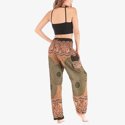 Mythstone Round Geometric Pattern Loose Casual Harem Trousers High Waist Women's Yoga Pants