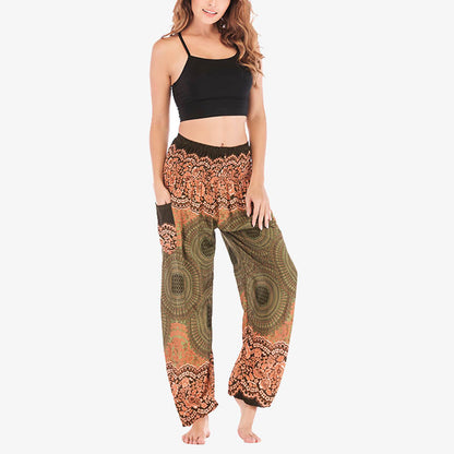 Mythstone Round Geometric Pattern Loose Casual Harem Trousers High Waist Women's Yoga Pants