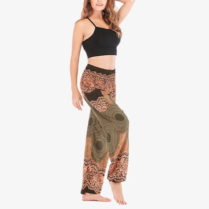 Mythstone Round Geometric Pattern Loose Casual Harem Trousers High Waist Women's Yoga Pants