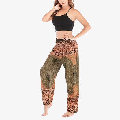 Mythstone Round Geometric Pattern Loose Casual Harem Trousers High Waist Women's Yoga Pants