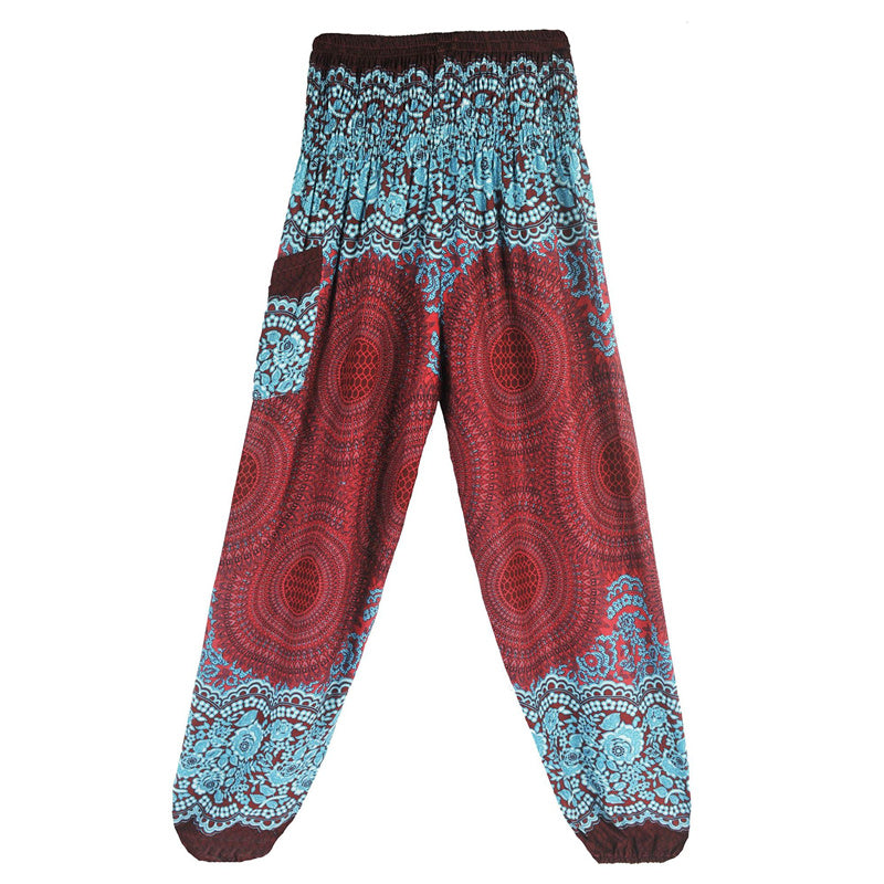 Mythstone Round Geometric Pattern Loose Casual Harem Trousers High Waist Women's Yoga Pants