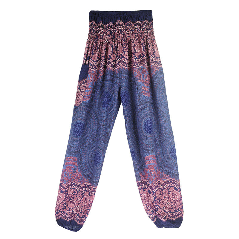 Mythstone Round Geometric Pattern Loose Casual Harem Trousers High Waist Women's Yoga Pants