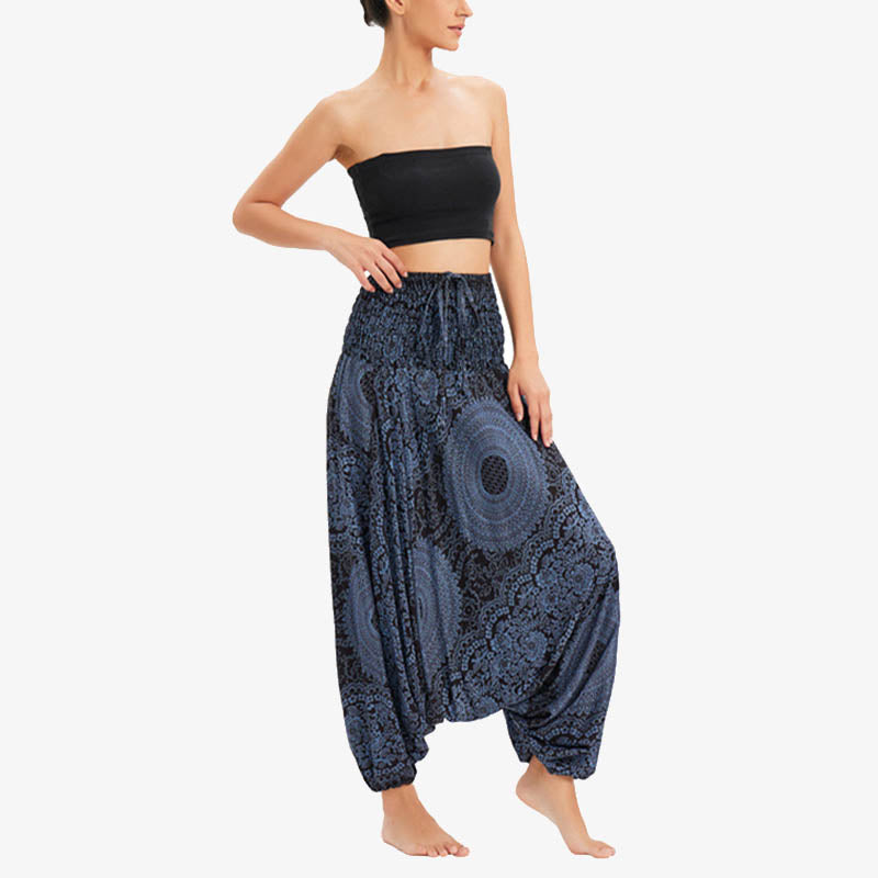 Mythstone Two Style Wear Round Geometric Loose Casual Harem Trousers Jumpsuit Women's Yoga Pants