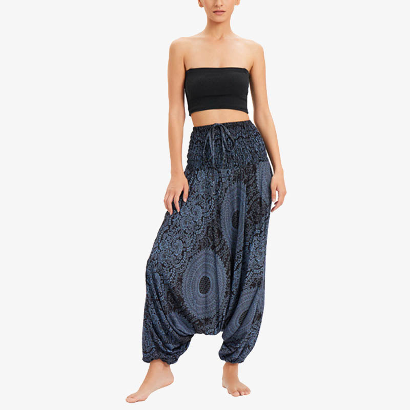 Mythstone Two Style Wear Round Geometric Loose Casual Harem Trousers Jumpsuit Women's Yoga Pants