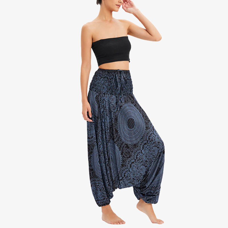 Mythstone Two Style Wear Round Geometric Loose Casual Harem Trousers Jumpsuit Women's Yoga Pants