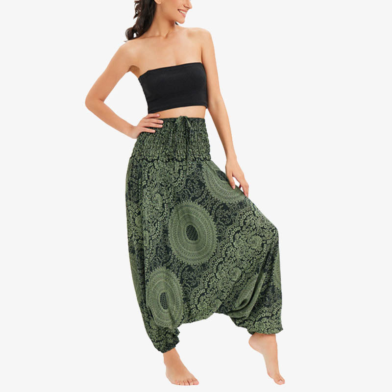 Mythstone Two Style Wear Round Geometric Loose Casual Harem Trousers Jumpsuit Women's Yoga Pants