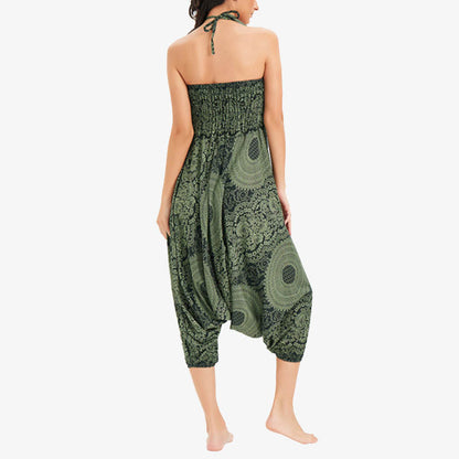 Mythstone Two Style Wear Round Geometric Loose Casual Harem Trousers Jumpsuit Women's Yoga Pants