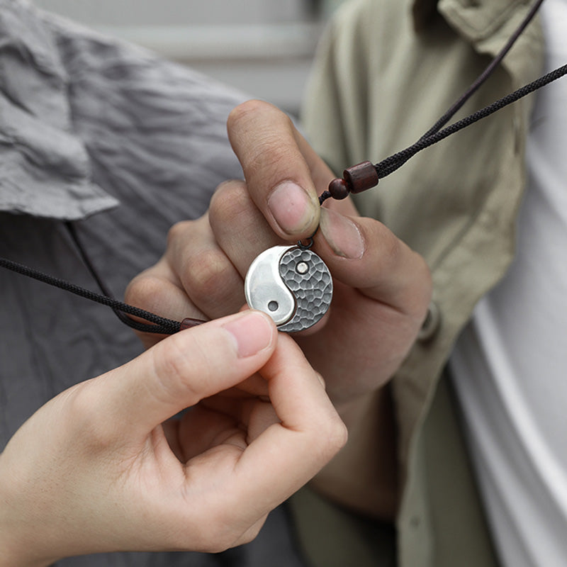 Mythstone 990 Sterling Silver Yin Yang Balance Harmony Necklace Pendant