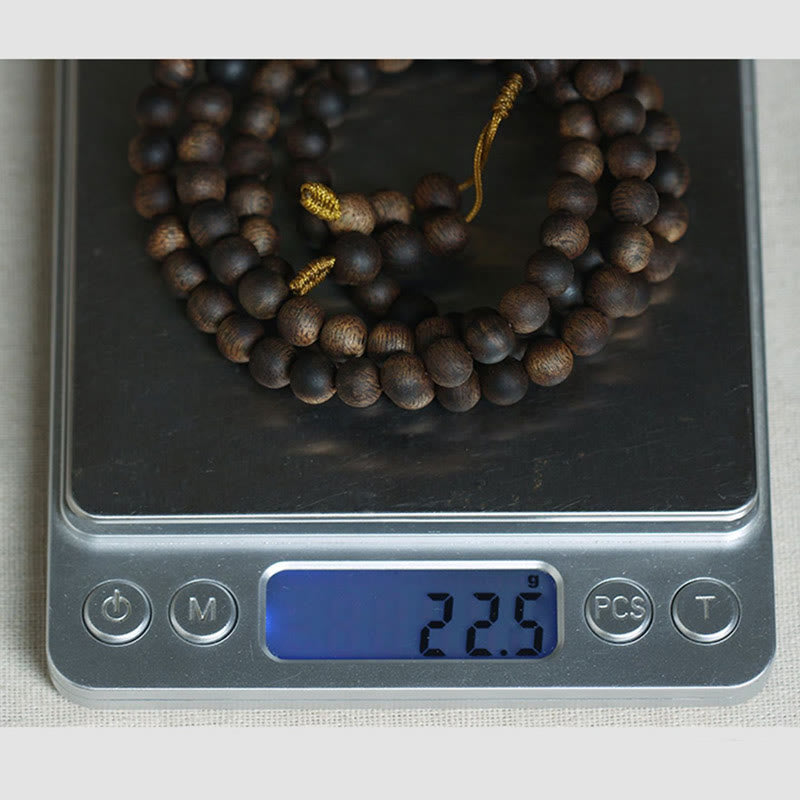 MythStone 7mm 108 Mala Beads Nha Trang Qinan Agarwood Peace Strength Bracelet