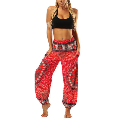 Mythstone Boho Loose Geometric Elephant Pattern Harem Trousers Women's Yoga Pants