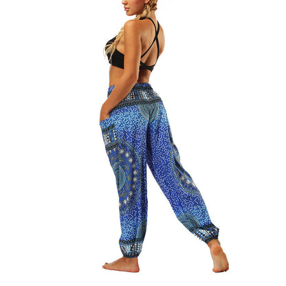 Mythstone Boho Loose Geometric Elephant Pattern Harem Trousers Women's Yoga Pants