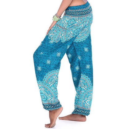 Mythstone Boho Loose Geometric Elephant Pattern Harem Trousers Women's Yoga Pants