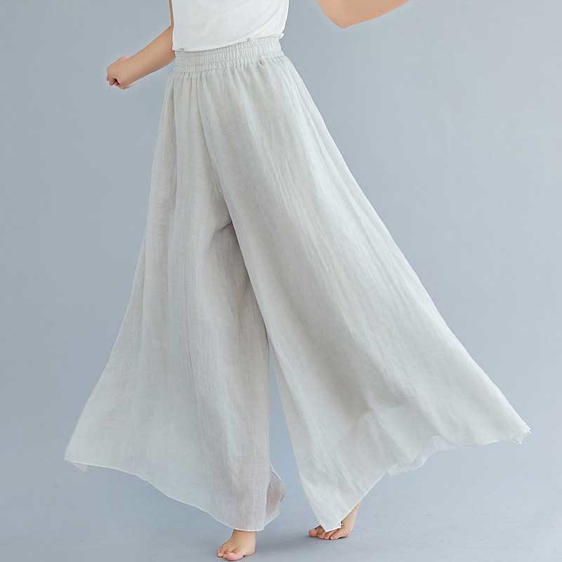 Mythstone Women Casual Loose Cotton Linen Wide Leg Pants For Yoga Dance