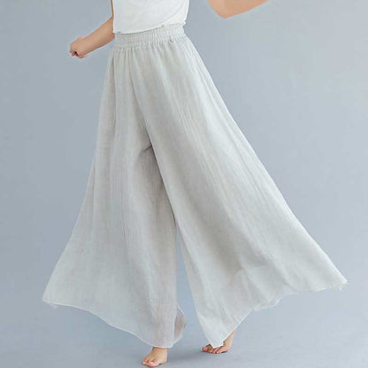 Mythstone Women Casual Loose Cotton Linen Wide Leg Pants For Yoga Dance