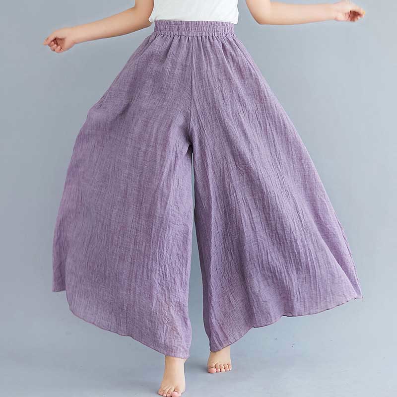 Mythstone Women Casual Loose Cotton Linen Wide Leg Pants For Yoga Dance