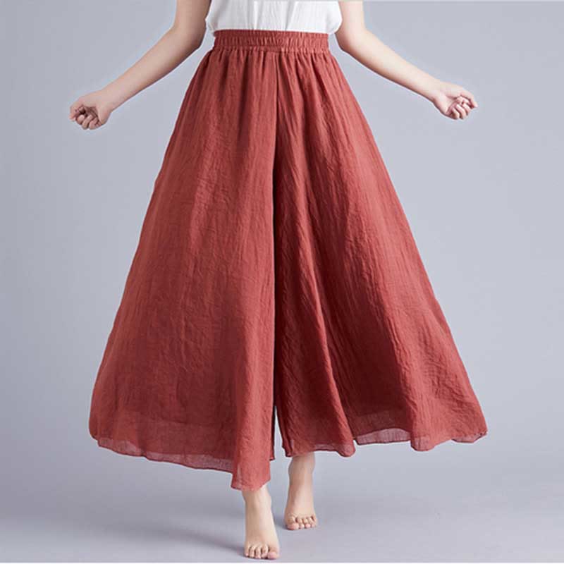 Mythstone Women Casual Loose Cotton Linen Wide Leg Pants For Yoga Dance