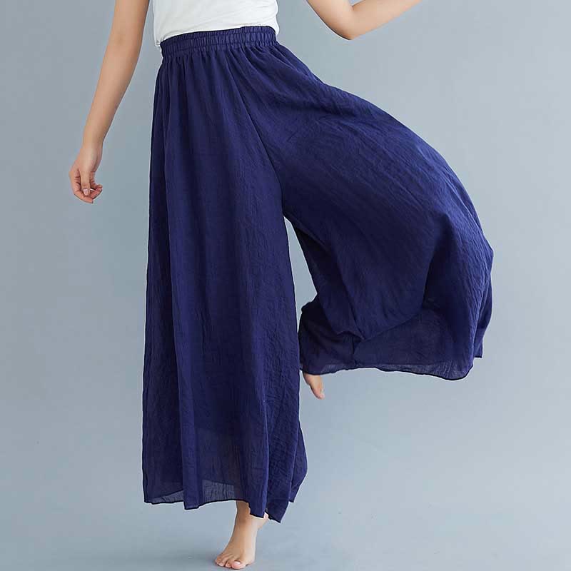 Mythstone Women Casual Loose Cotton Linen Wide Leg Pants For Yoga Dance