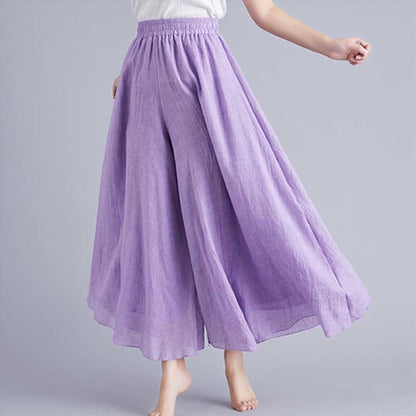 Mythstone Women Casual Loose Cotton Linen Wide Leg Pants For Yoga Dance