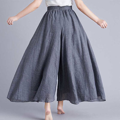 Mythstone Women Casual Loose Cotton Linen Wide Leg Pants For Yoga Dance