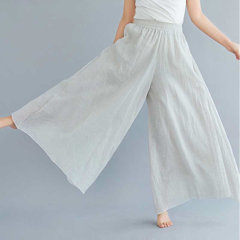 Mythstone Women Casual Loose Cotton Linen Wide Leg Pants For Yoga Dance