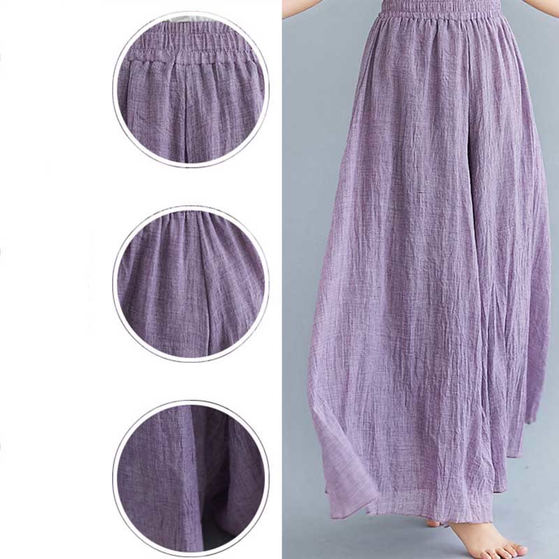 Mythstone Women Casual Loose Cotton Linen Wide Leg Pants For Yoga Dance