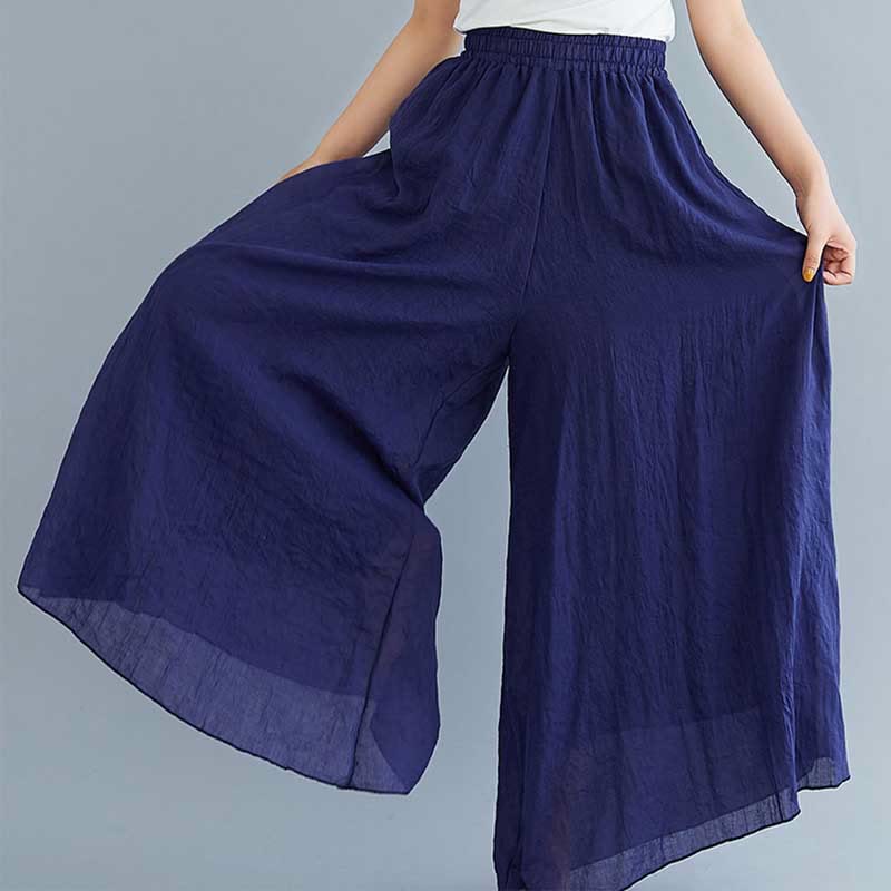 Mythstone Women Casual Loose Cotton Linen Wide Leg Pants For Yoga Dance