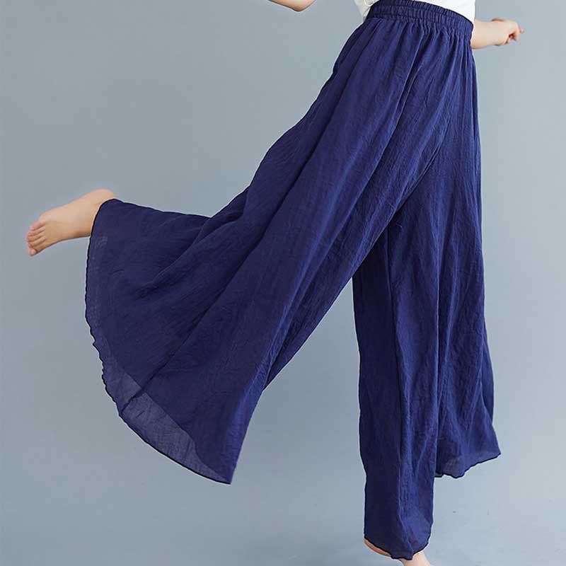 Mythstone Women Casual Loose Cotton Linen Wide Leg Pants For Yoga Dance