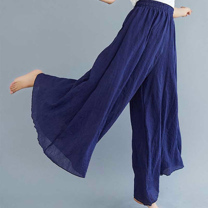 Mythstone Women Casual Loose Cotton Linen Wide Leg Pants For Yoga Dance