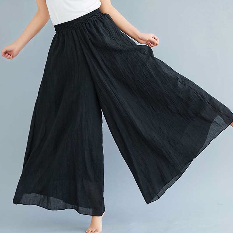 Mythstone Women Casual Loose Cotton Linen Wide Leg Pants For Yoga Dance