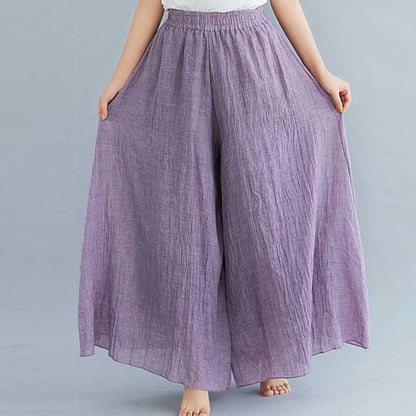 Mythstone Women Casual Loose Cotton Linen Wide Leg Pants For Yoga Dance