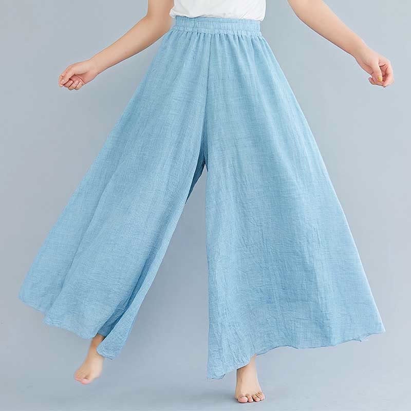 Mythstone Women Casual Loose Cotton Linen Wide Leg Pants For Yoga Dance