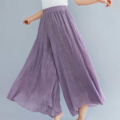 Mythstone Women Casual Loose Cotton Linen Wide Leg Pants For Yoga Dance