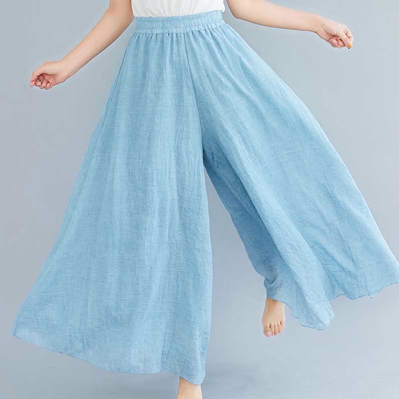 Mythstone Women Casual Loose Cotton Linen Wide Leg Pants For Yoga Dance