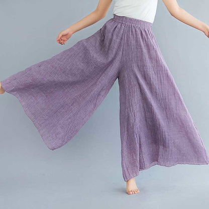 Mythstone Women Casual Loose Cotton Linen Wide Leg Pants For Yoga Dance