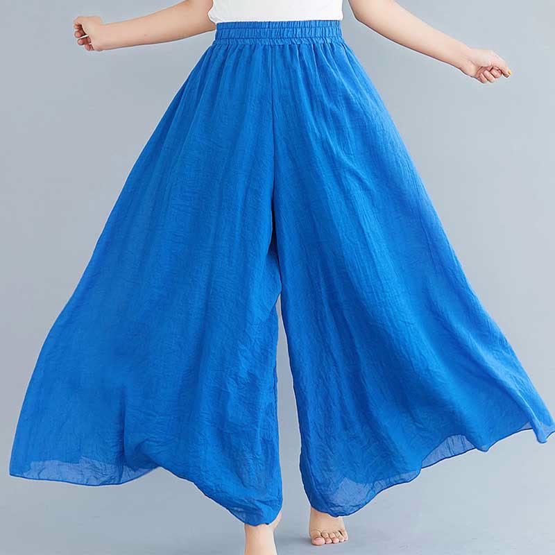 Mythstone Women Casual Loose Cotton Linen Wide Leg Pants For Yoga Dance