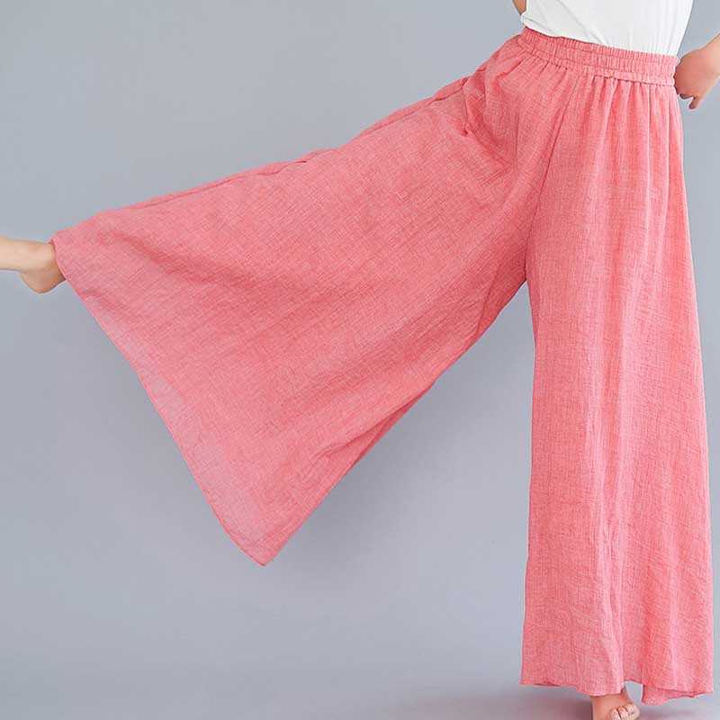 Mythstone Women Casual Loose Cotton Linen Wide Leg Pants For Yoga Dance