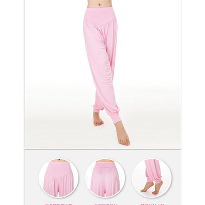 Pantalones largos tipo harén para yoga y danza de modal en color liso de Mythstone 