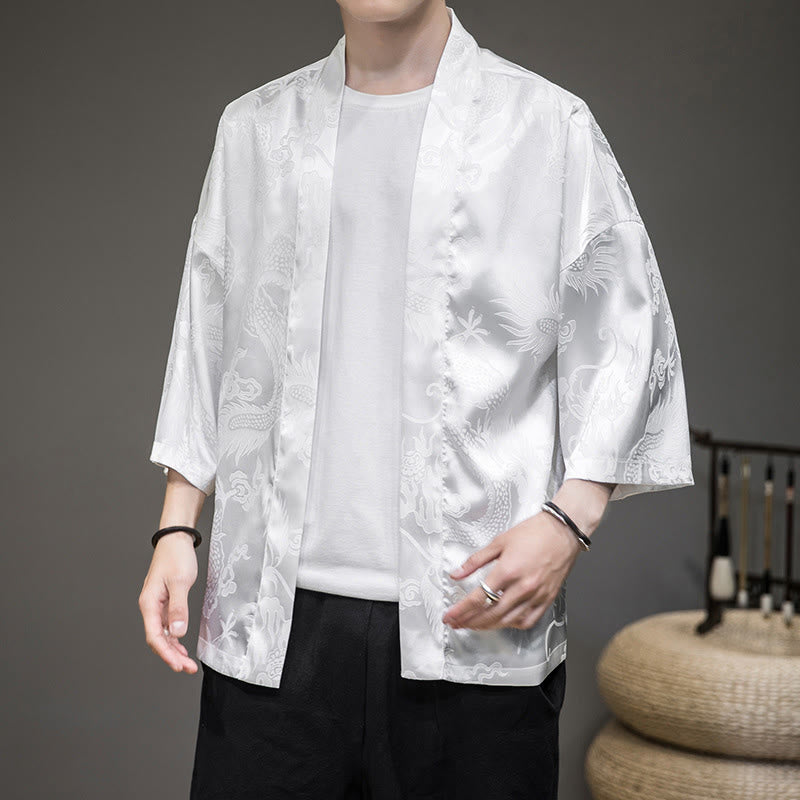 Mythstone Chinese Dragon Open Front Jacket Men's Kimono