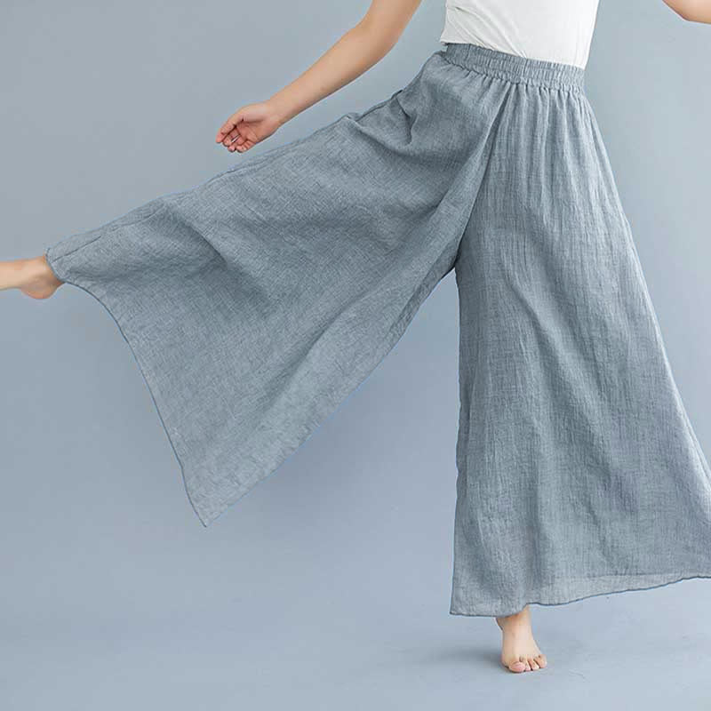 Mythstone Women Casual Loose Cotton Linen Wide Leg Pants For Yoga Dance