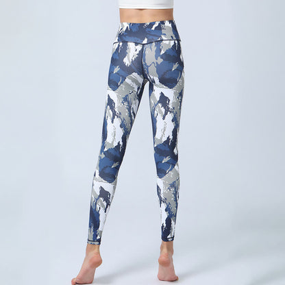 Mythstone Flowers Leaves Print Sports Fitness Yoga High Waist Leggings Women's Yoga Pants