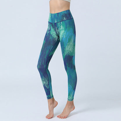 Leggings deportivos de cintura alta con estampado de hojas de Mythstone para mujer 