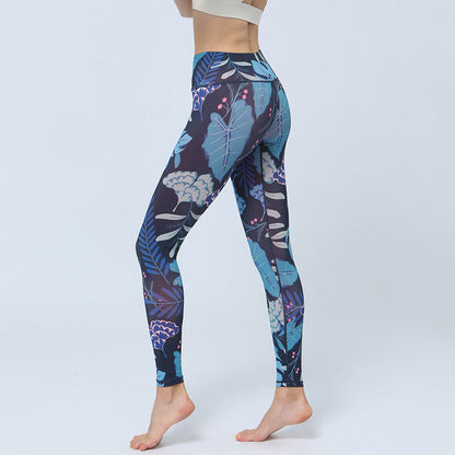 Leggings deportivos de cintura alta con estampado de hojas de Mythstone para mujer 