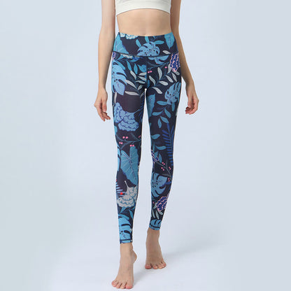 Leggings deportivos de cintura alta con estampado de hojas de Mythstone para mujer 