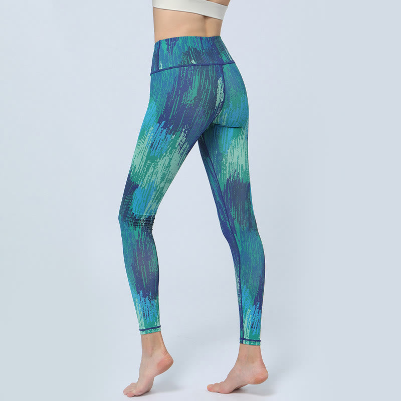 Leggings deportivos de cintura alta con estampado de hojas de Mythstone para mujer 