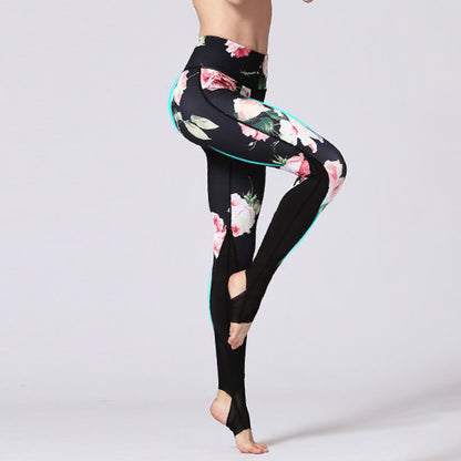 Mythstone Rose Peony Flower Print Design Sports Fitness Yoga Leggings Women's Yoga Pants